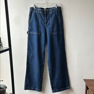 J Crew Point Sur wide leg carpenter jeans Deep Dusk Wash